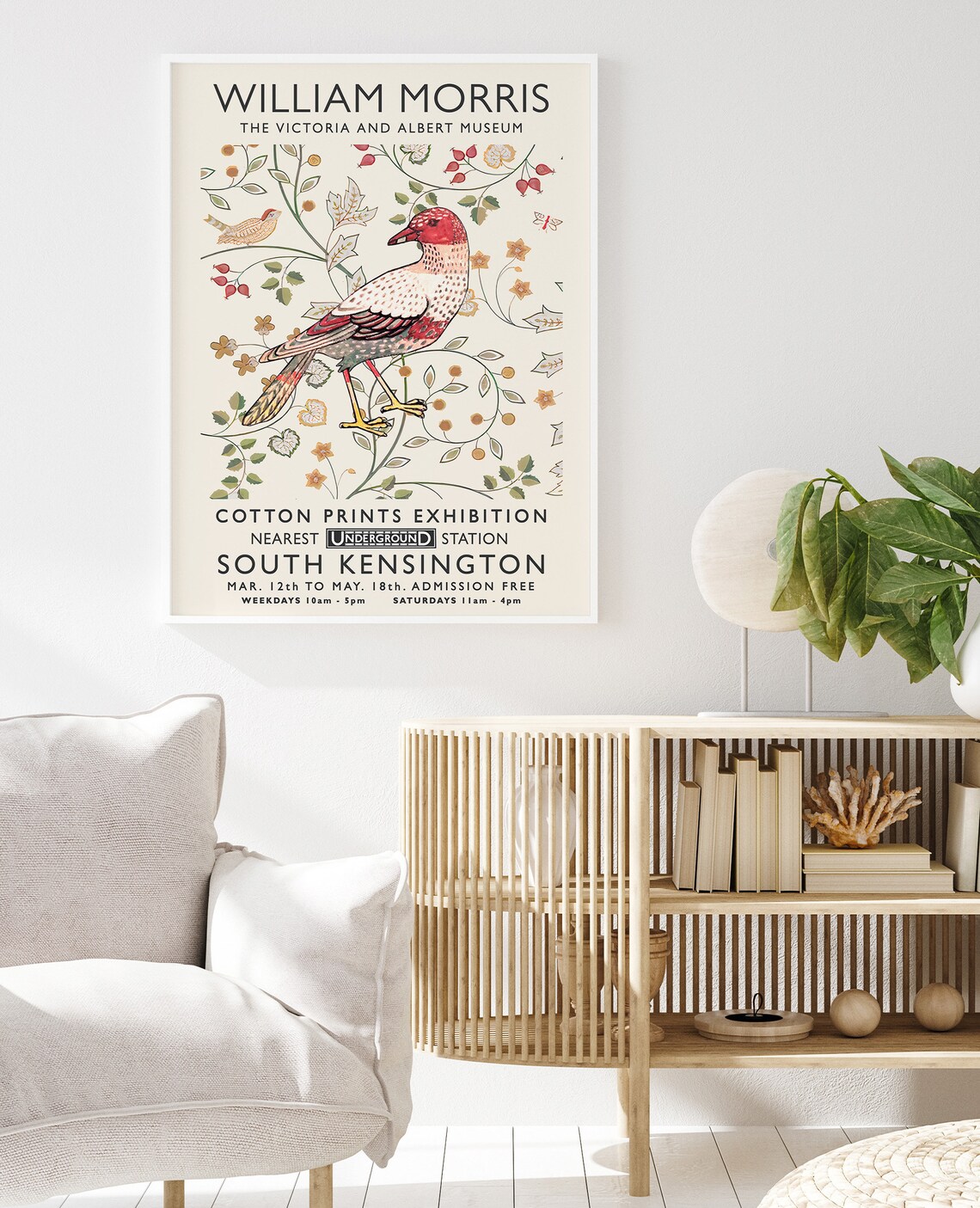William Morris Floral Bird Art Print, Vintage Poster - Image 2