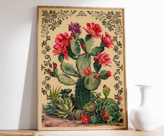 Vintage Mexican Cactus Poster Print, Mexican Decor