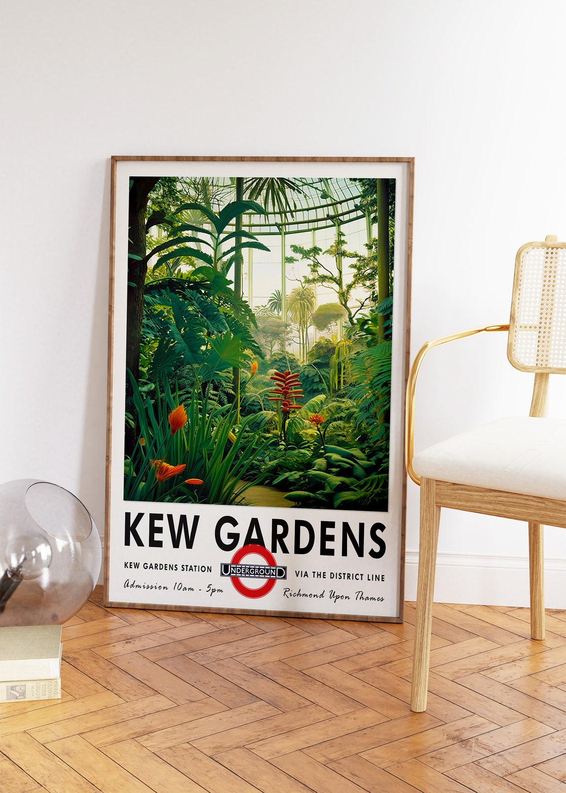 Kew Gardens Conservatory Greenhouse Vintage London Travel Poster - Image 2