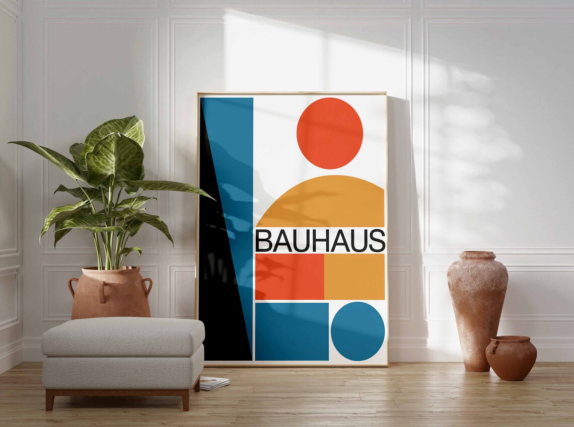 Bauhaus Colorful Geometric Blocks Mid Century Modernist Poster - Image 3