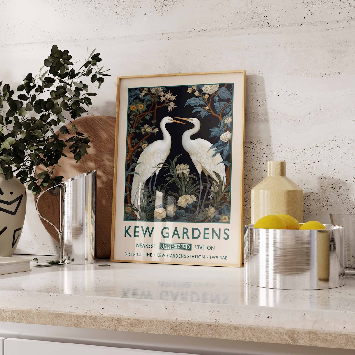 William Morris Heron Print, Vintage Floral Poster - Image 2