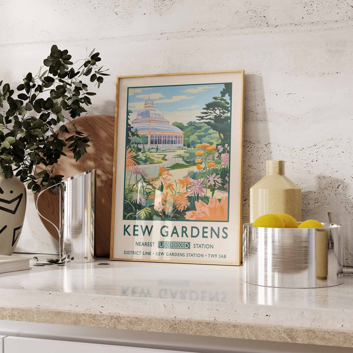Kew Gardens Palm House Botanical Vintage London Travel Poster - Image 2