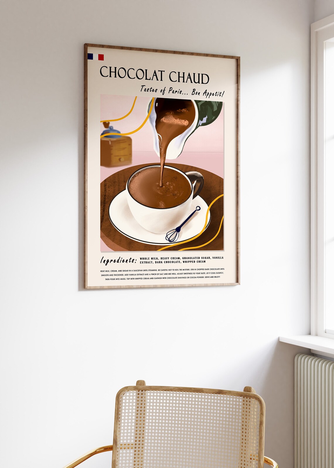 French Chocolate Chaud Kitchen Retro Food Art Print - Image 3