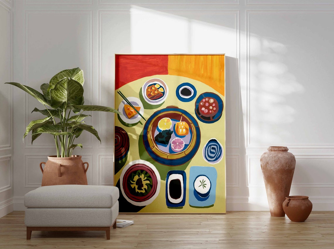 Japanese Breakfast Table Flat Lay Steamer Tamagoyaki Art Poster - Image 3