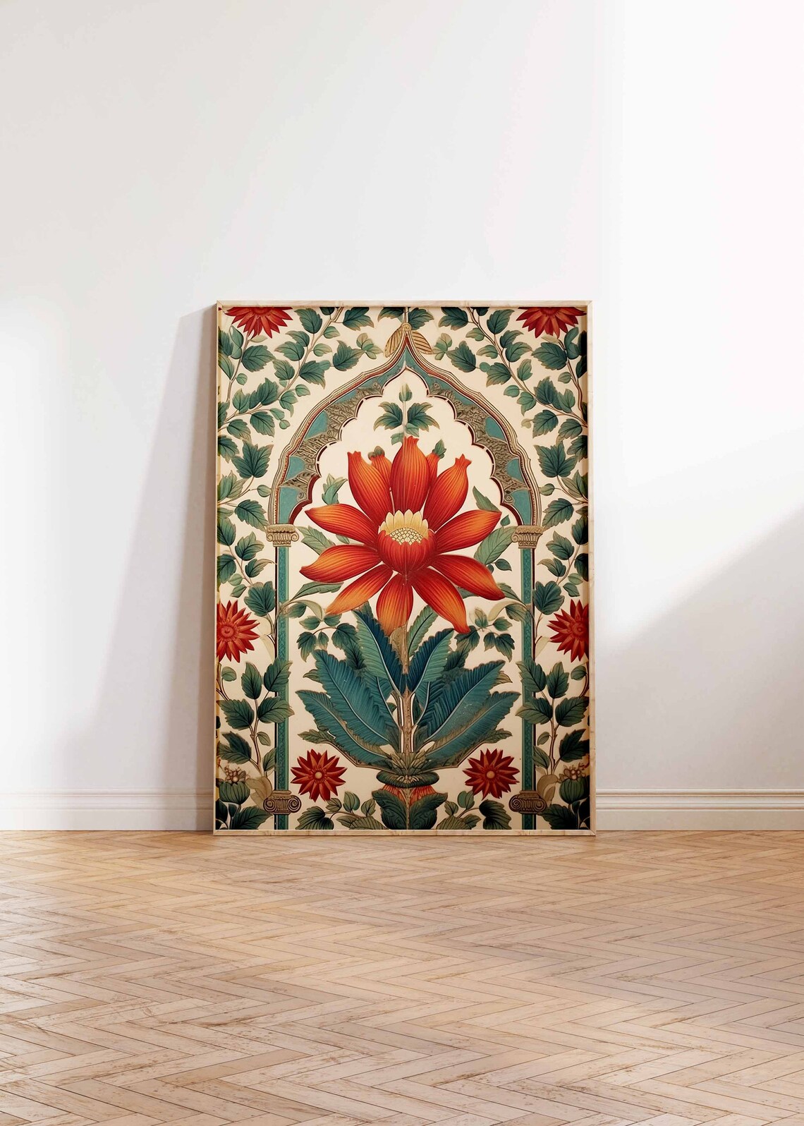 Indian Lotus Blossom Mughal Arch Floral Botanical Art Poster - Image 3