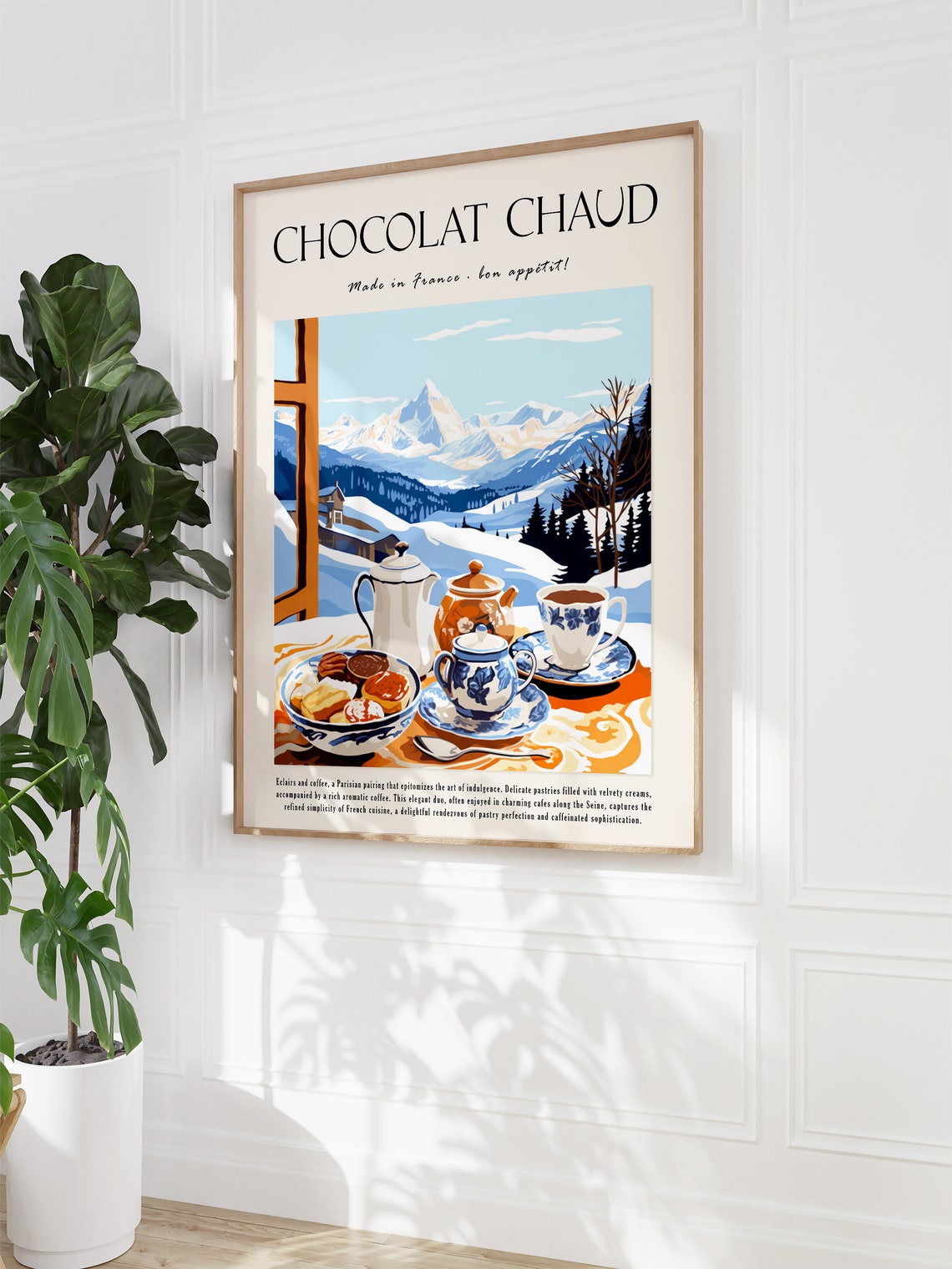 Chocolat Chaud French Hot Chocolate Alpine Mountain Cafe Poster - Image 3