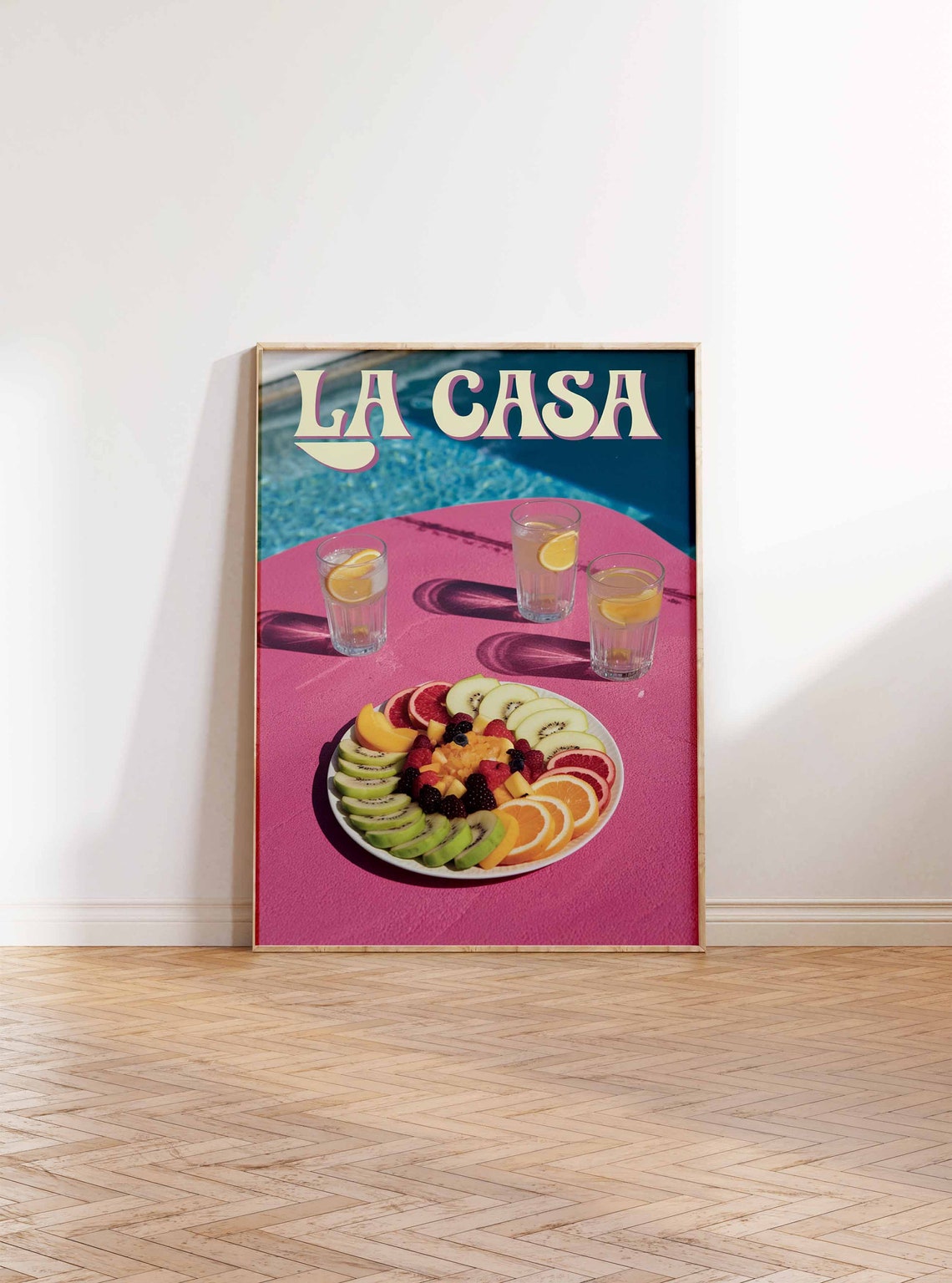 La Casa Magenta Poolside Table Fruit Salad Lemonade Art Poster - Image 2