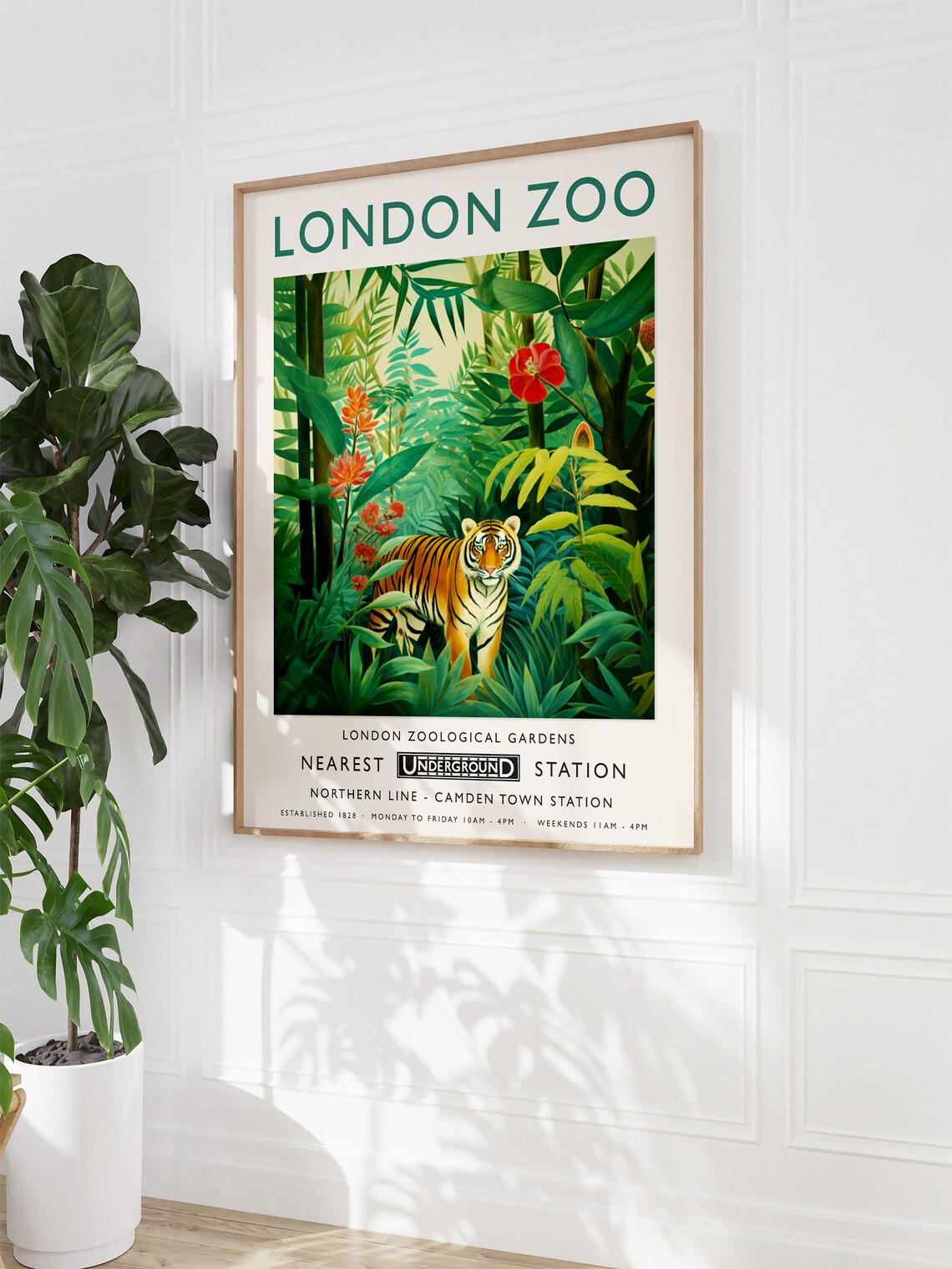 London Zoo Vintage Underground Tiger Jungle Travel Poster Art - Image 3