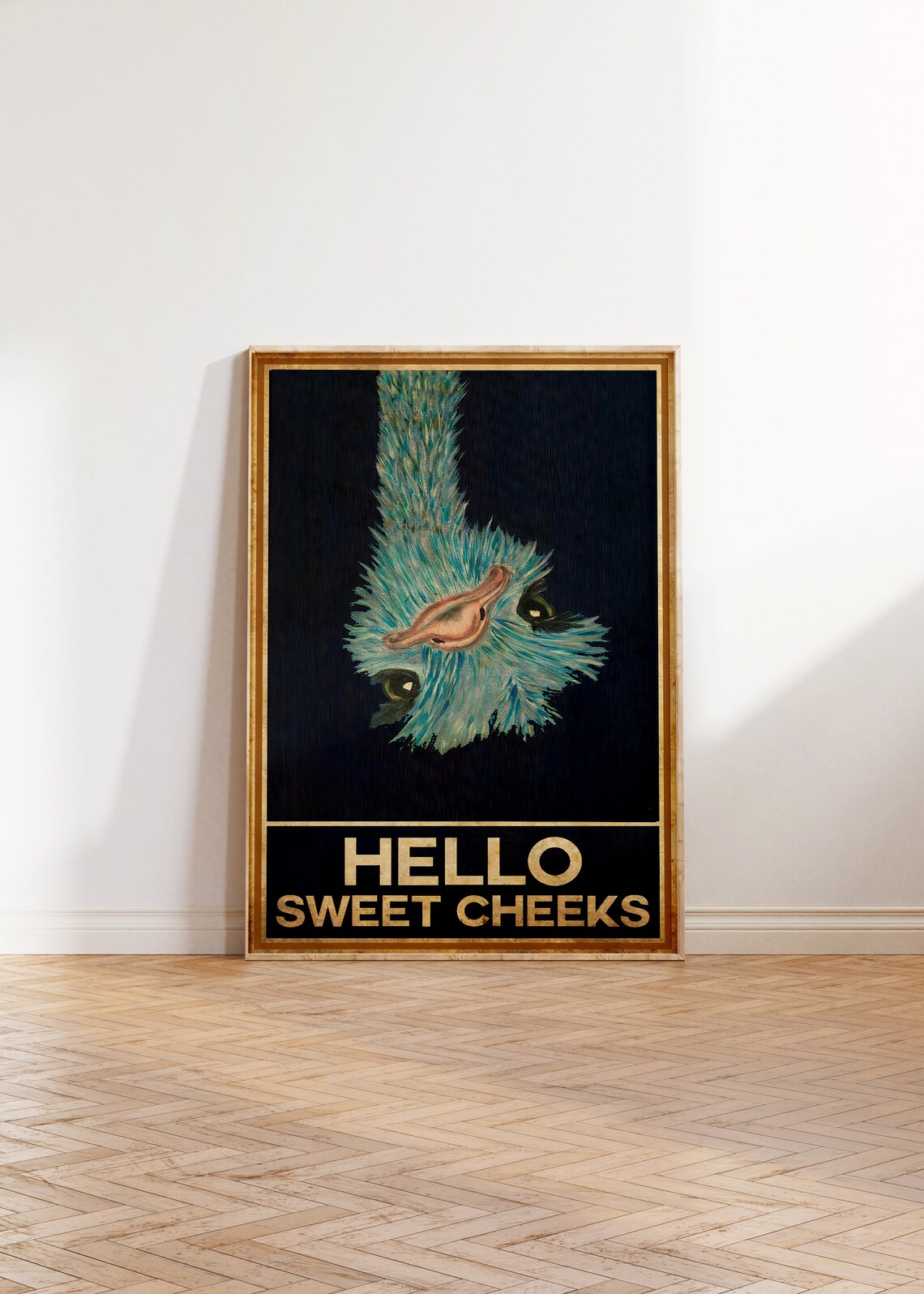 Ostrich Hello Sweet Cheeks Vintage Quote Art Print - Image 2