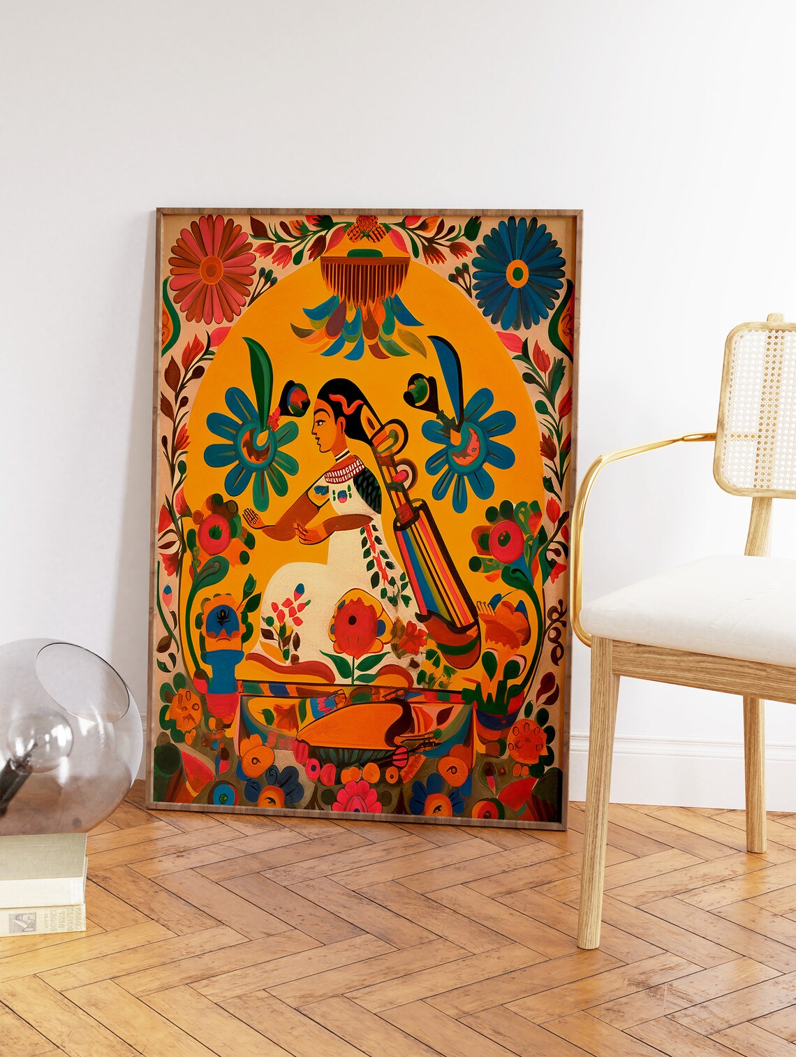 Colourful Mexican Art Print, Vintage Floral Decor - Image 2