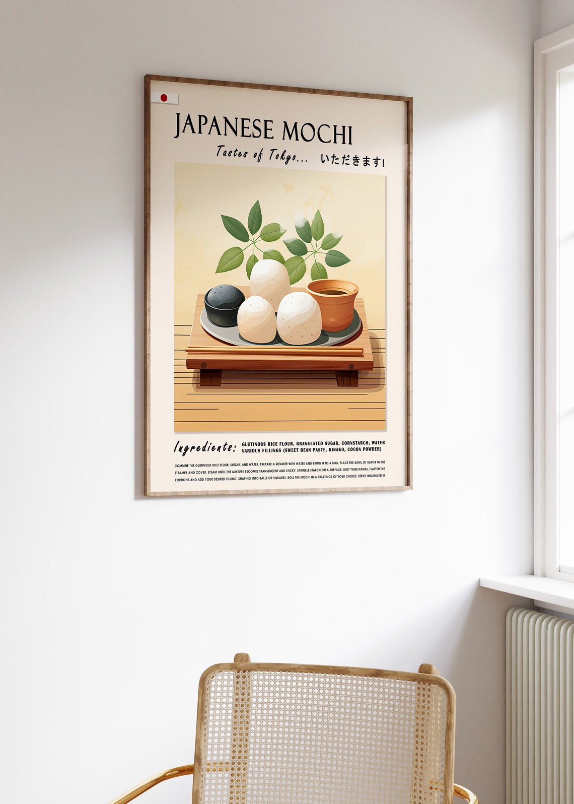 Japanese Mochi Tastes of Tokyo Vintage Recipe Illustration Poster - Image 3