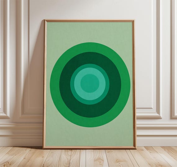 Green Abstract Geometric Poster Modern Minimalist Wall Art Print Mid Century Inspired Artwork Contemporary Color Block Decor
