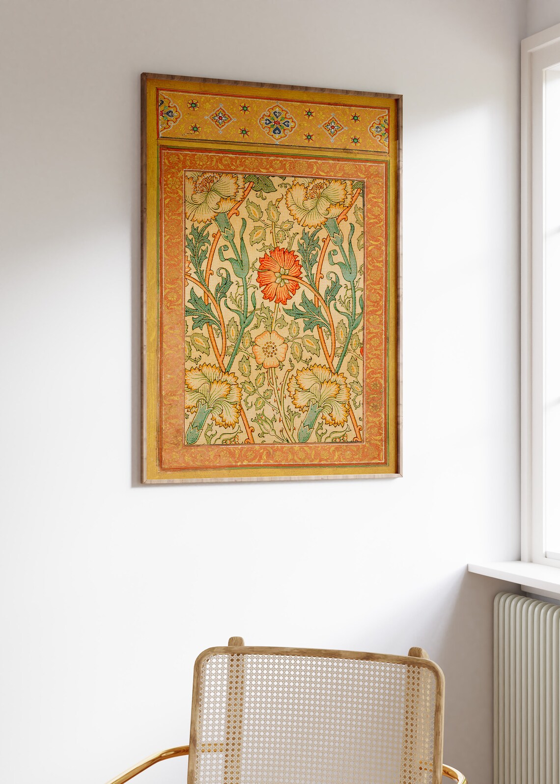 Indian Floral Birds Pichwai Vintage Art Print - Image 2