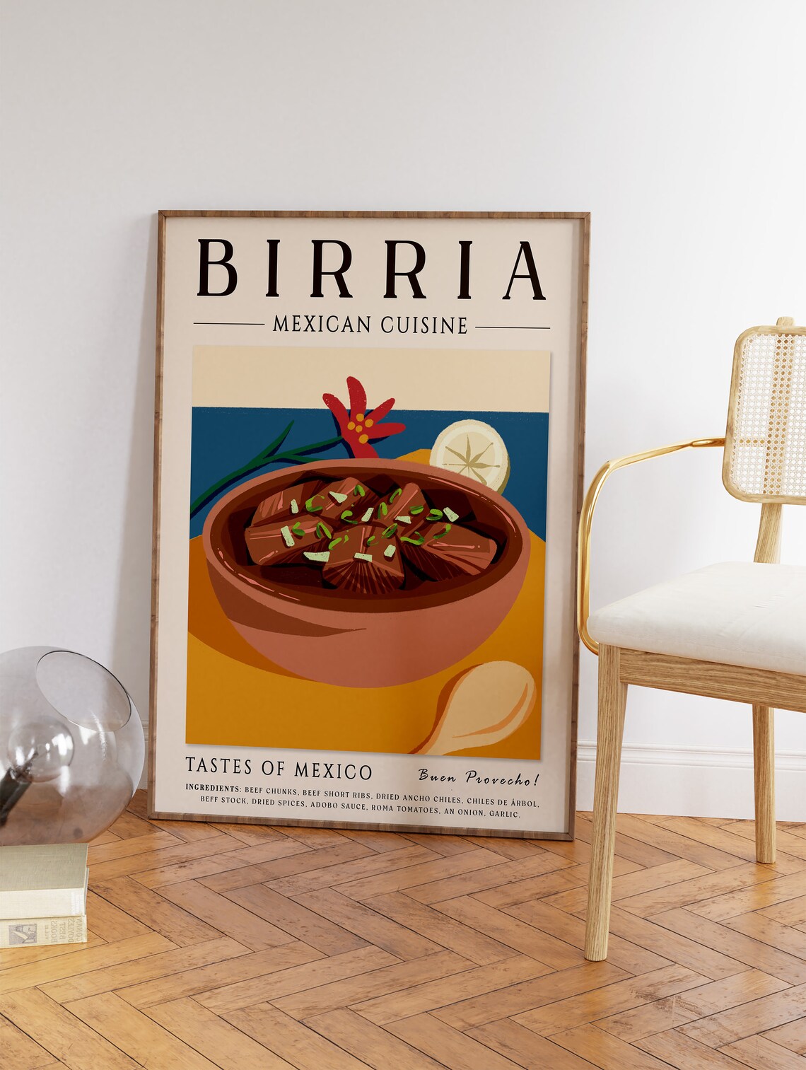 Mexican Birria Stew Bowl Tastes of Mexico Kitchen Recipe Art Poster - Image 2