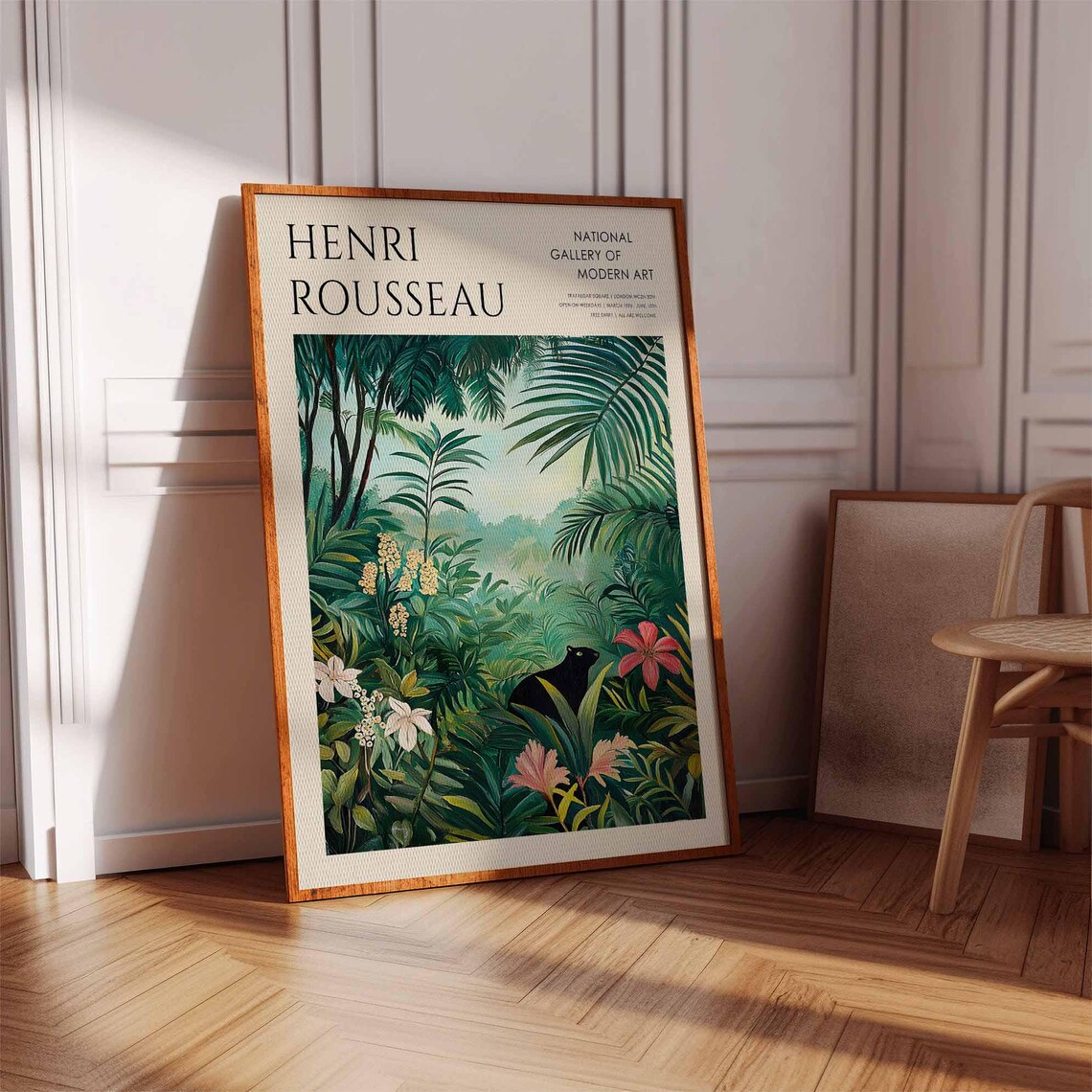 Henri Rousseau Black Panther Jungle Flower Night Blooms Poster - Image 2