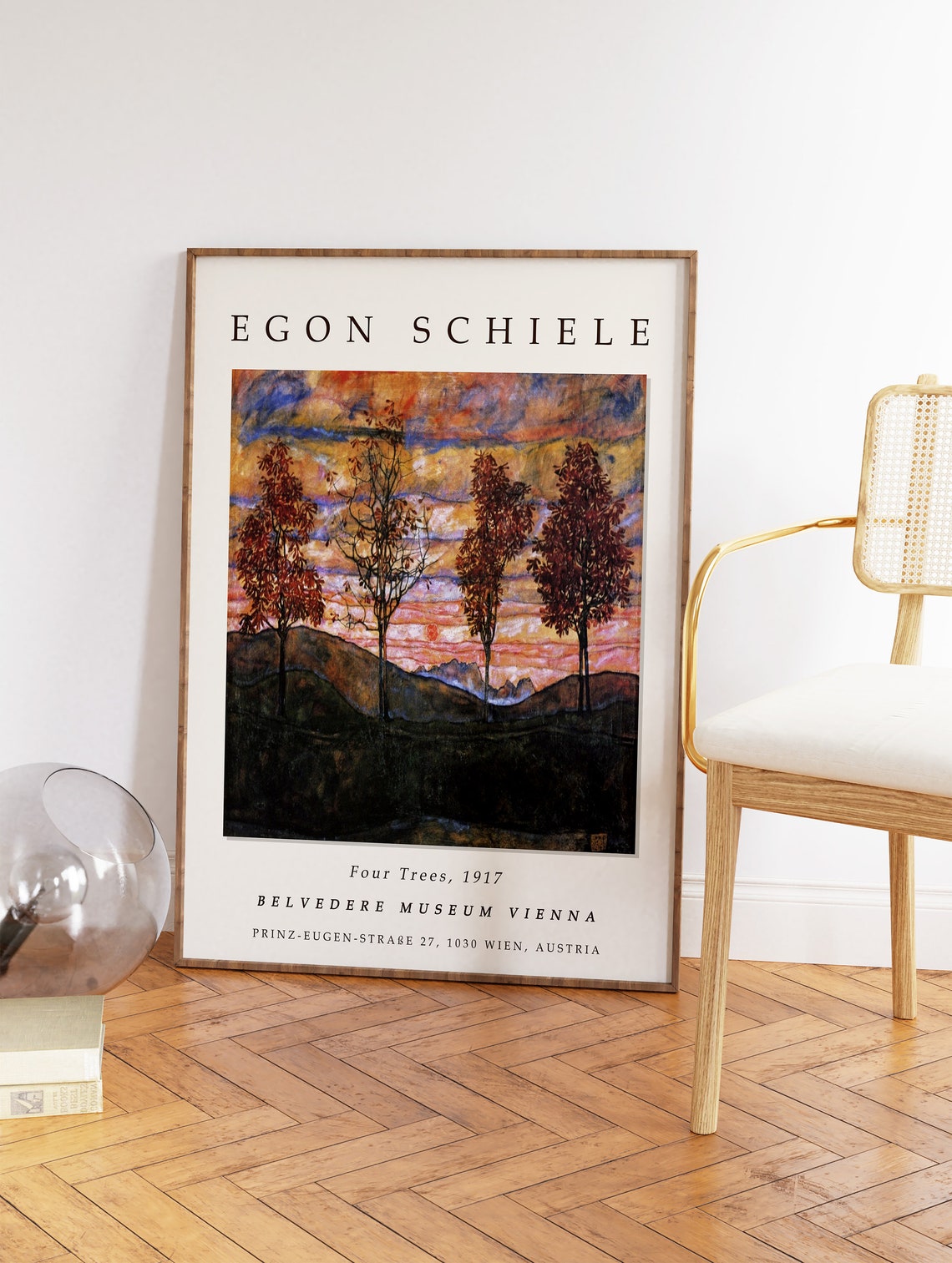Egon Schiele Four Trees 1917 Sunset Landscape Museum Art Poster - Image 2