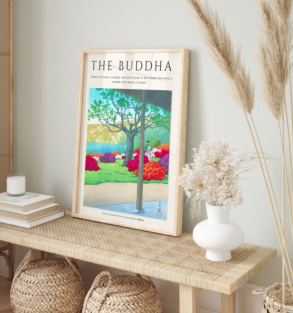Buddhist Meditation Art Print, Japanese Spiritual Floral - Image 2