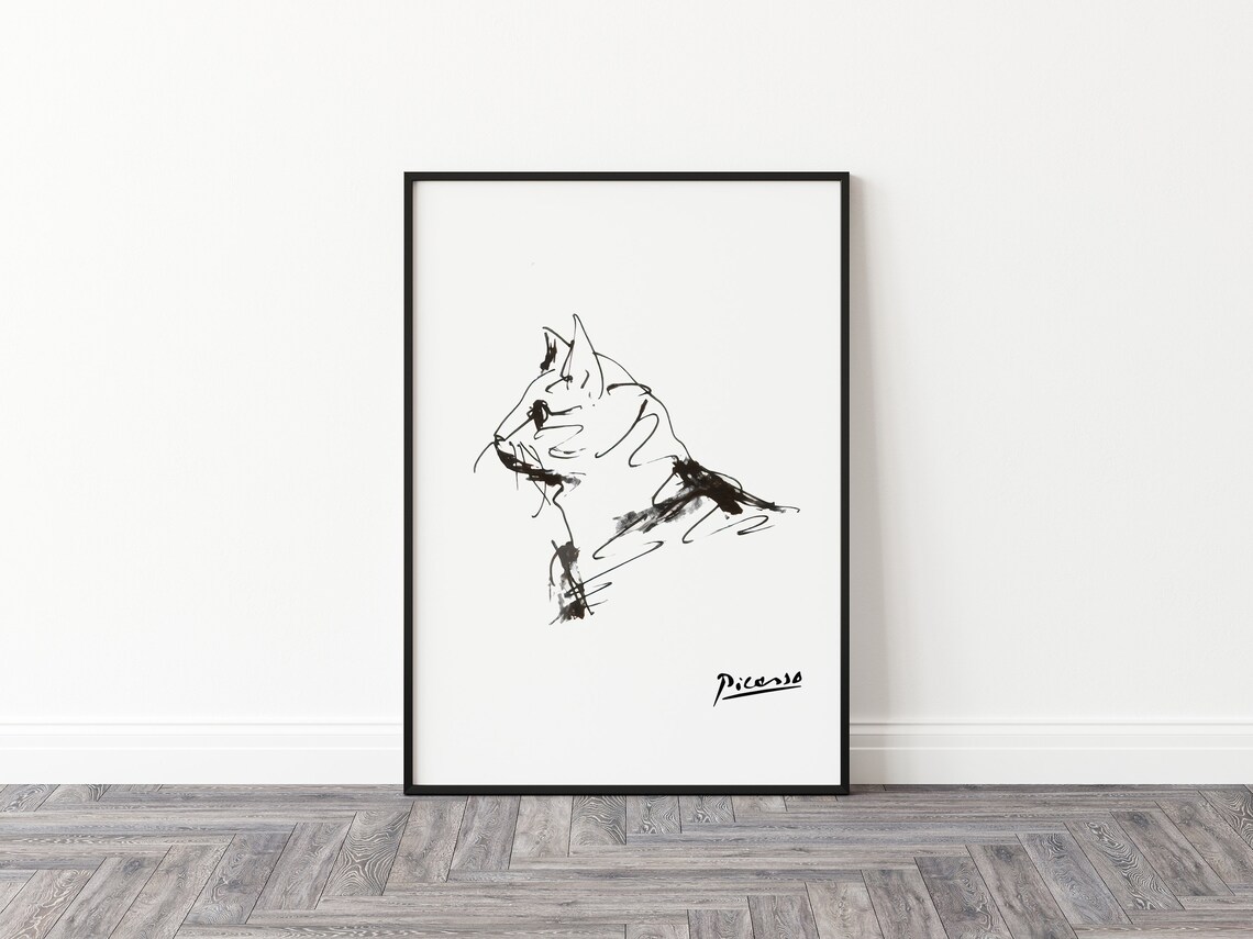 Picasso The Cat Minimalist Line Art Print - Image 2
