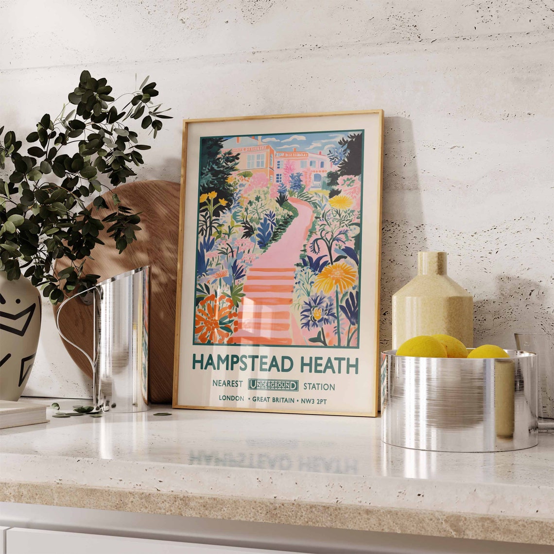 Hampstead Heath London Poster Underground Garden Path Floral - Image 2