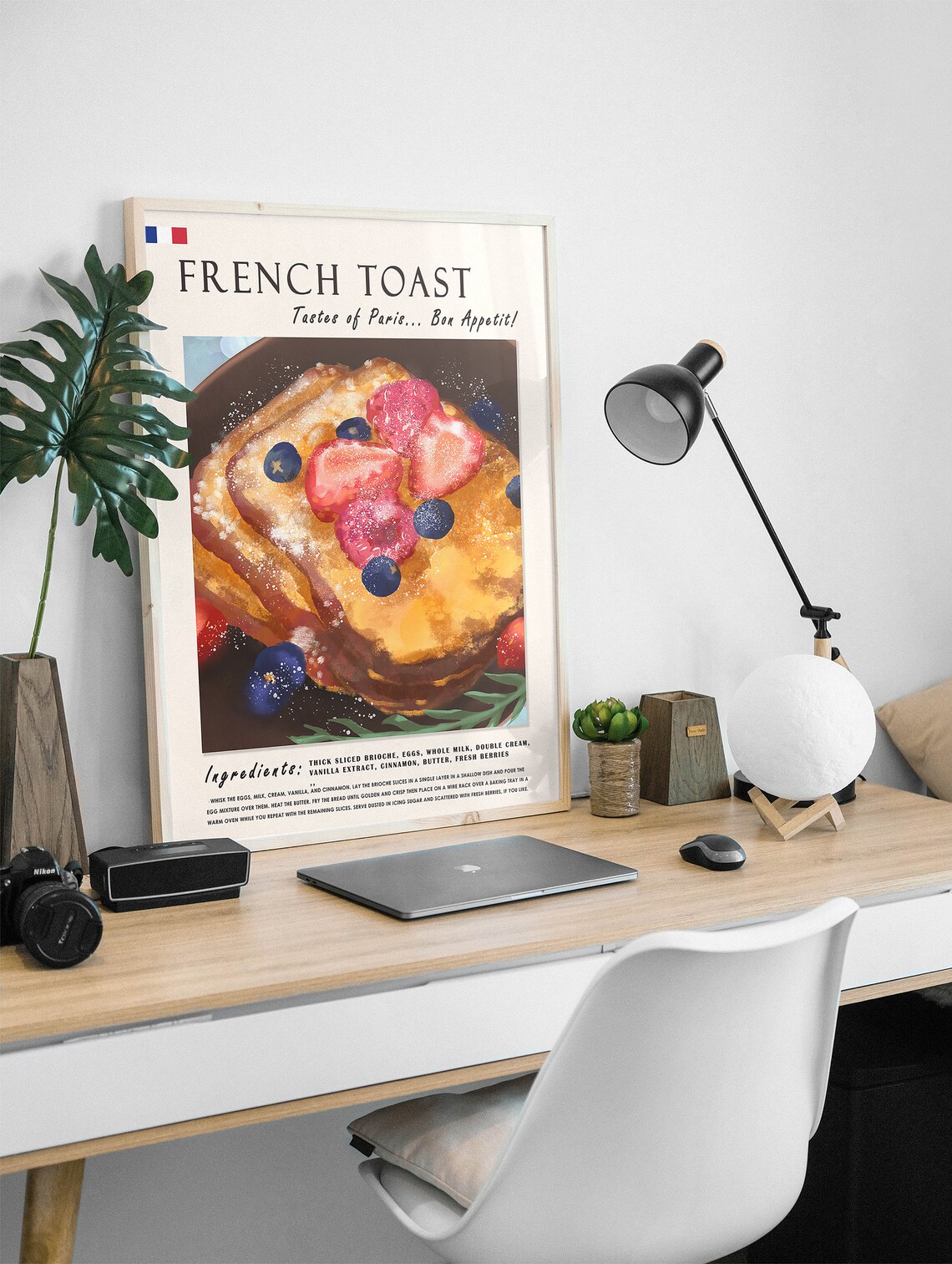 French Toast Berry Brioche Recipe Illustration Cozy Kitchen Poster - Image 2