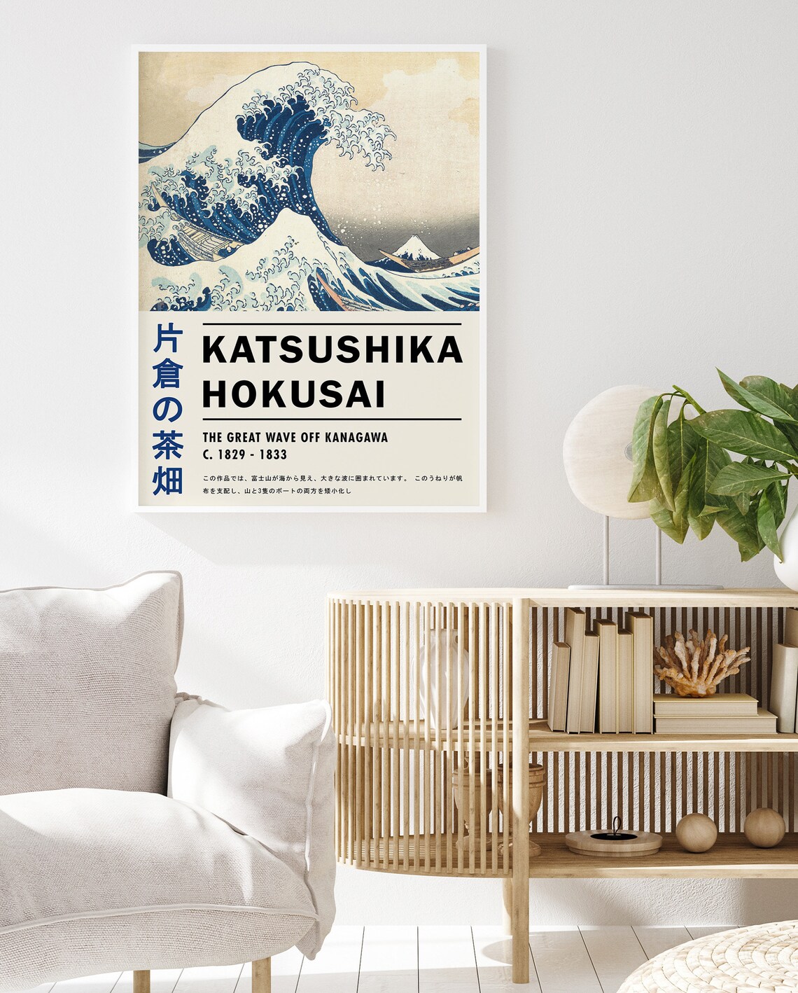 Katsushika Hokusai Great Wave Off Kanagawa Vintage Woodblock Poster - Image 2