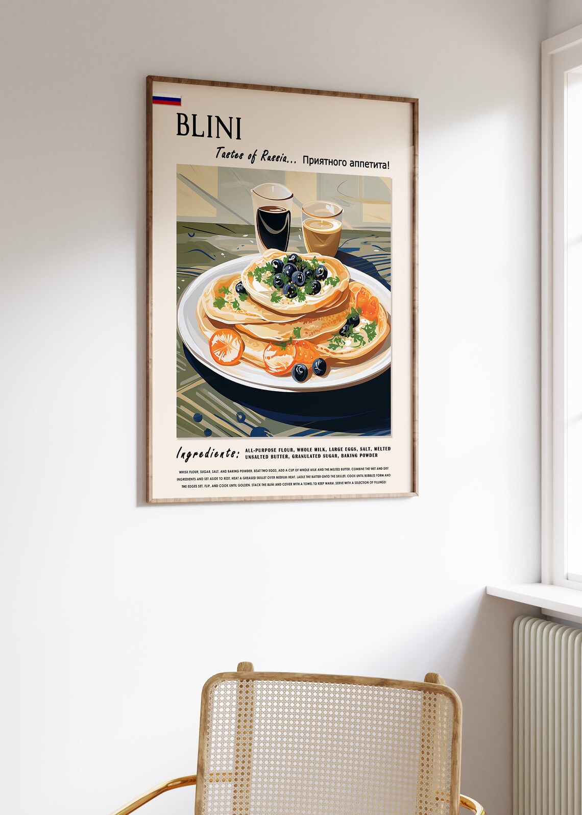 Blini Dessert Poster, Russian Kitchen Art Print - Image 3