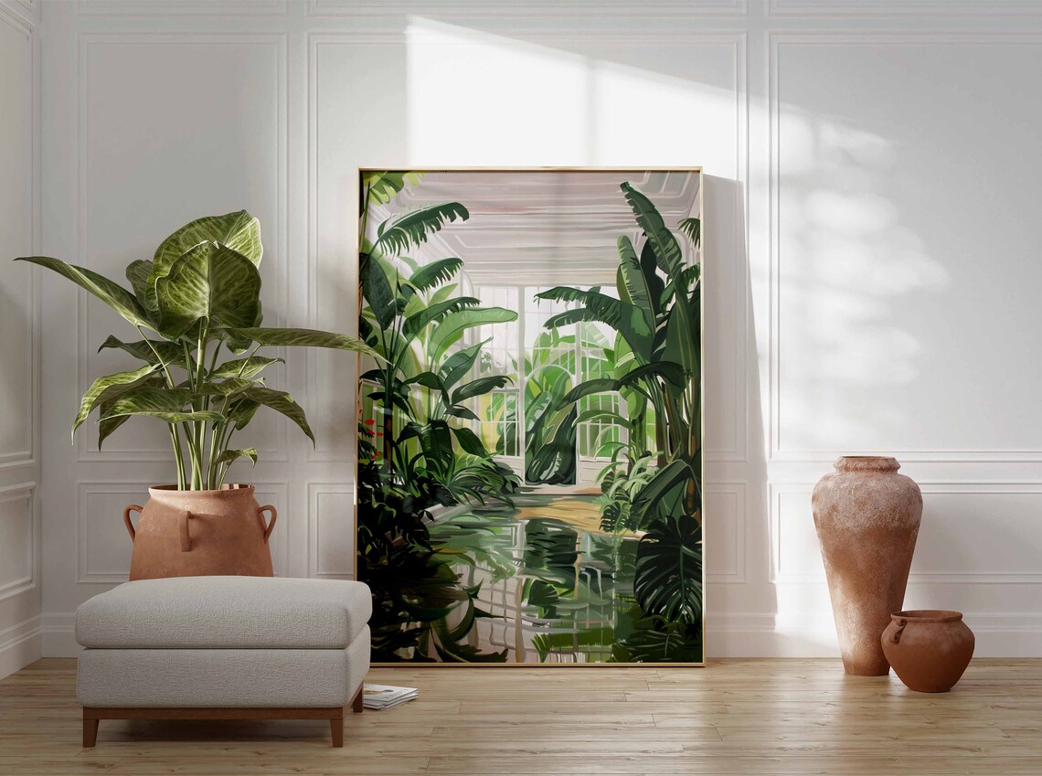 Tropical Greenhouse Interior Banana Leaves Conservatory Poster - Image 2