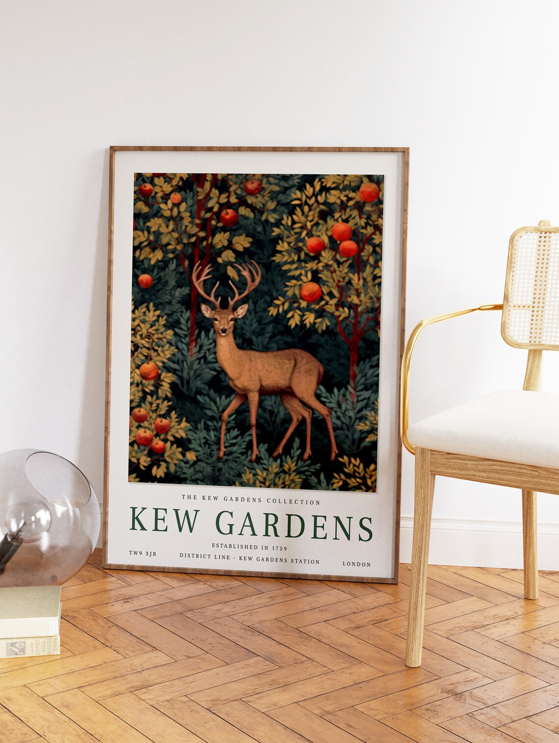 Kew Gardens Deer Orchard Stag Morris Style Vintage Travel Poster - Image 2