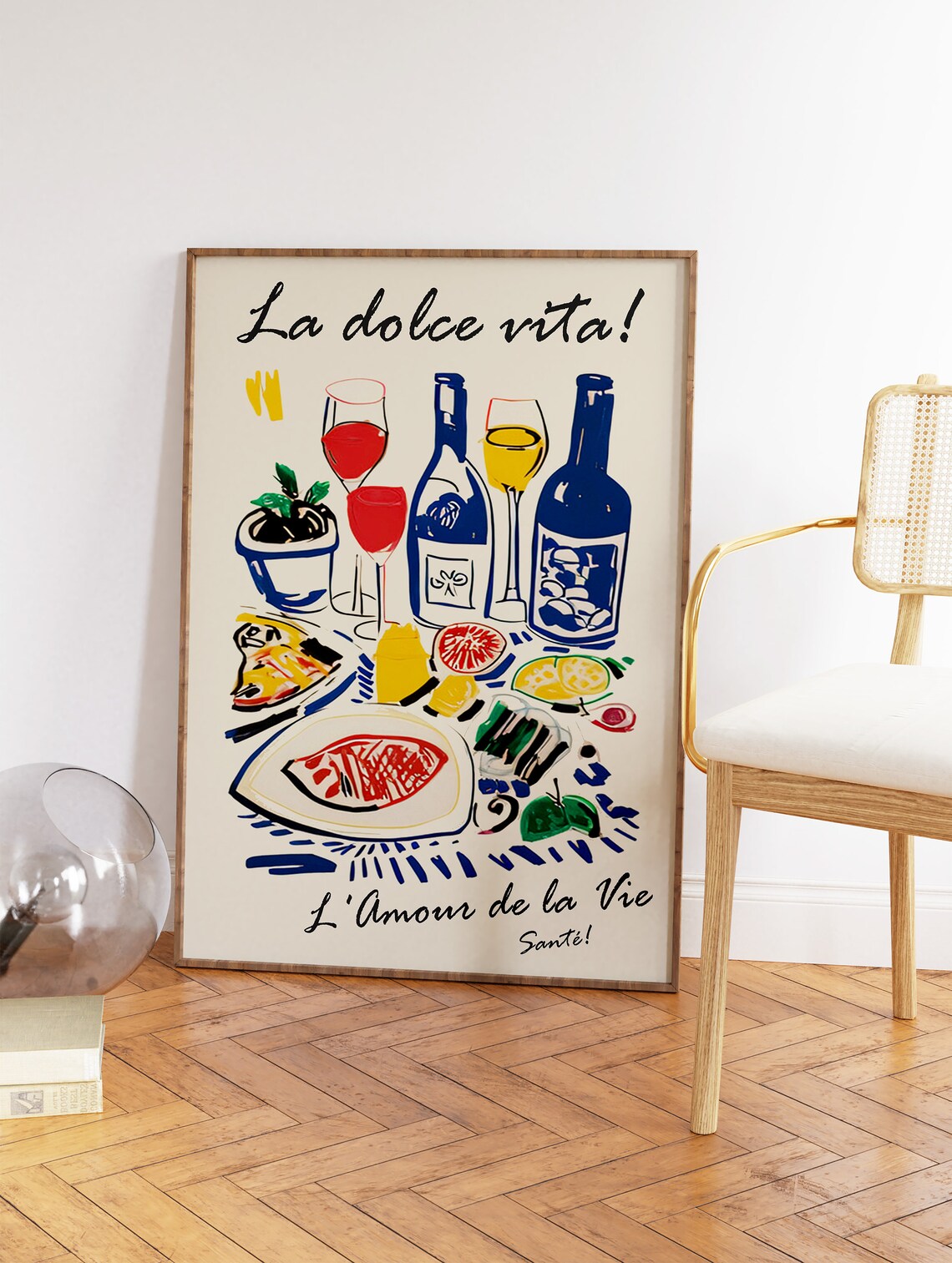 La Dolce Vita Italian Wine Table Food Feast Illustration Art Poster - Image 2
