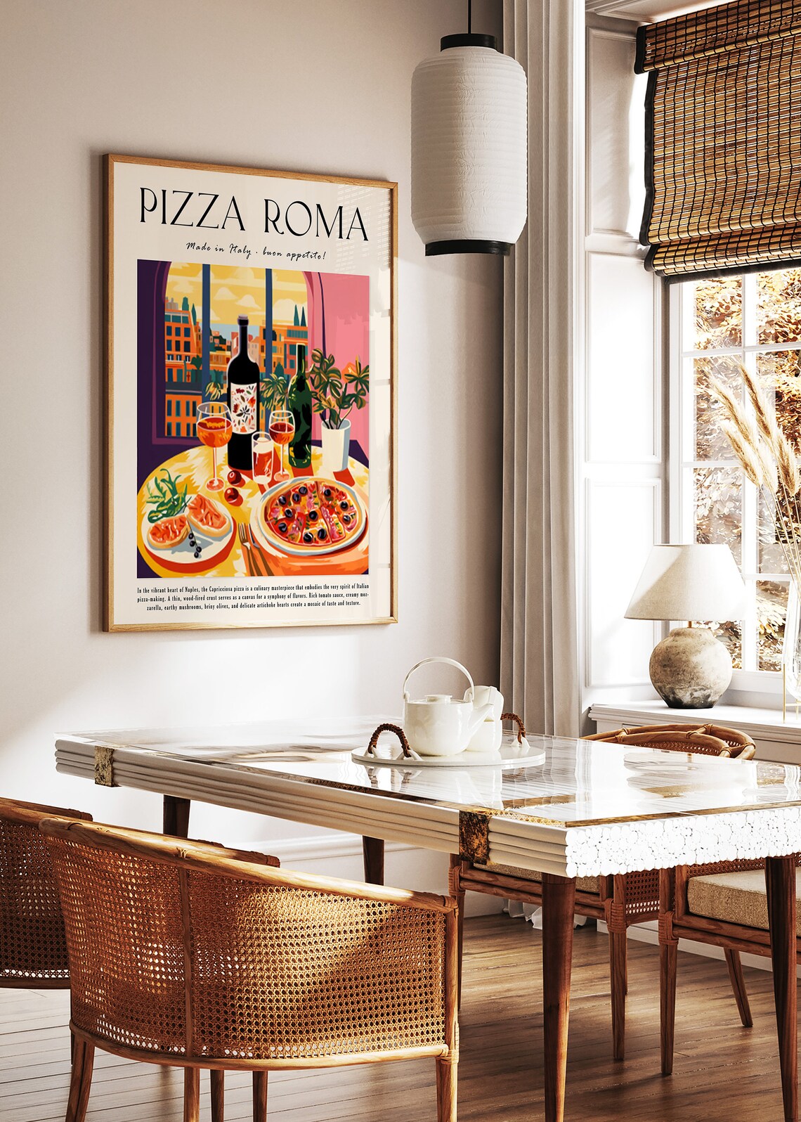Pizza Roma Capricciosa Naples Italian Table Vintage Food Poster - Image 2