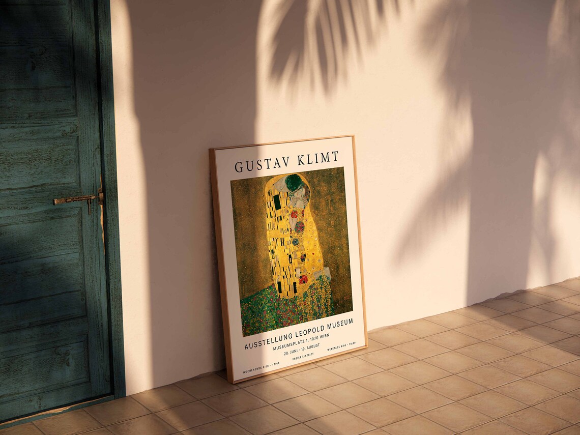 Gustav Klimt The Kiss Poster Gold Lovers Exhibition Art Museum - Image 2