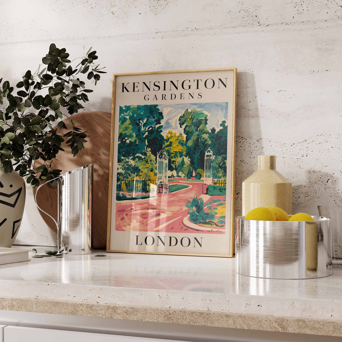Kensington Gardens London Park Gates Painterly Travel Poster - Image 2