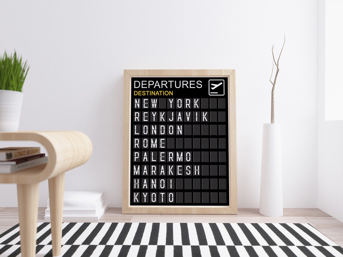 Airport Departure Board World Destinations Split Flap Poster - Image 2