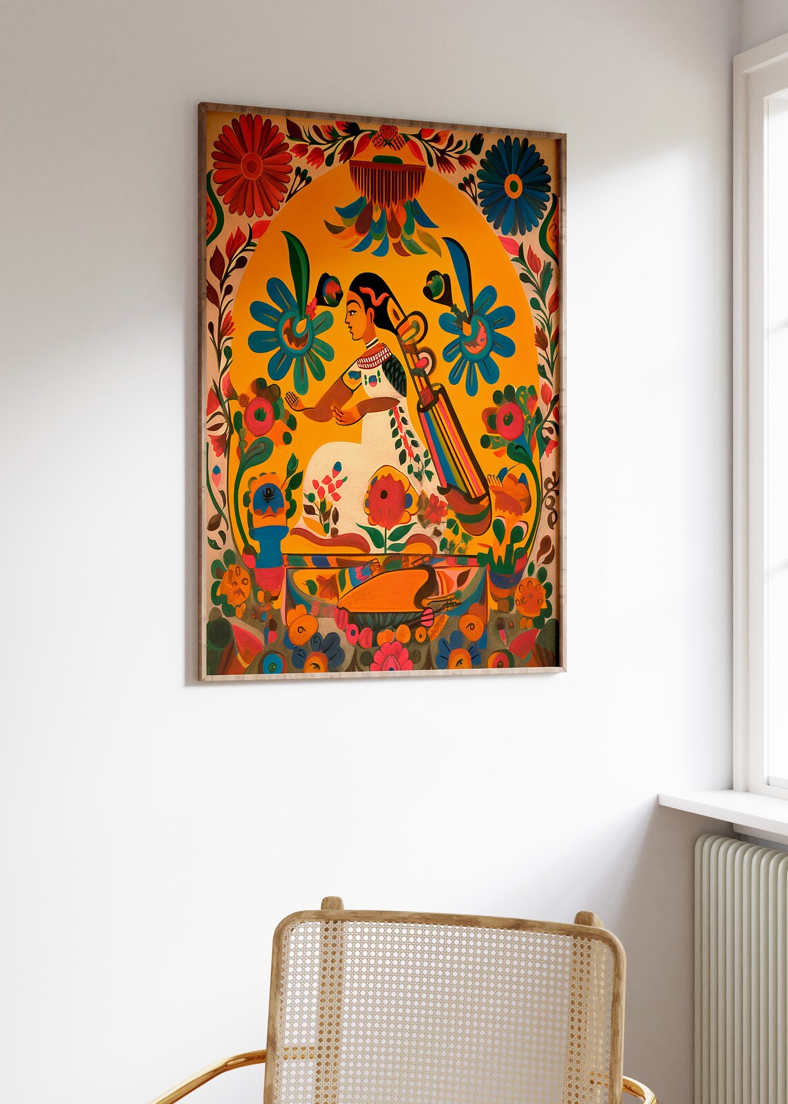 Colourful Mexican Art Print, Vintage Floral Decor - Image 3