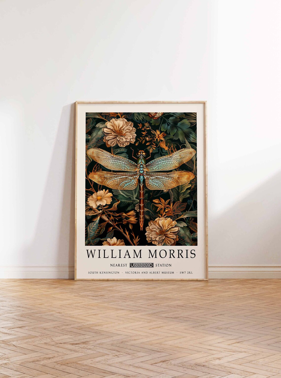 William Morris Dragonfly Floral Botanical Vintage Museum Poster - Image 2