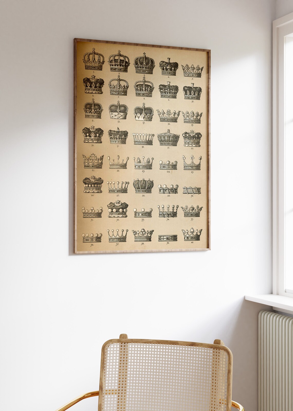 Vintage Royal Crowns Chart 40 Antique Engraving Style Wall Poster - Image 2