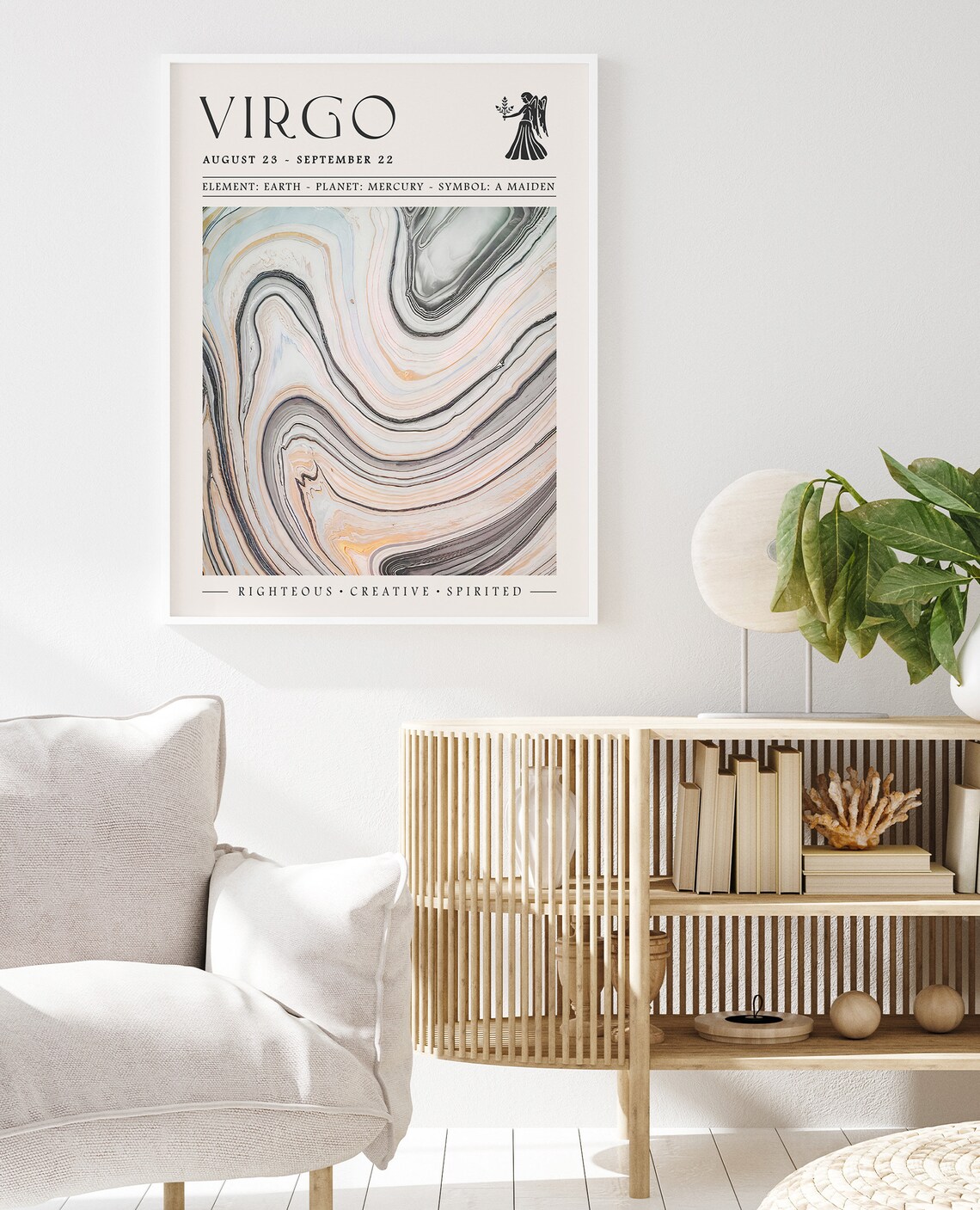 Virgo Zodiac Star Sign Marbled August Birthday Astrology Poster - Image 2