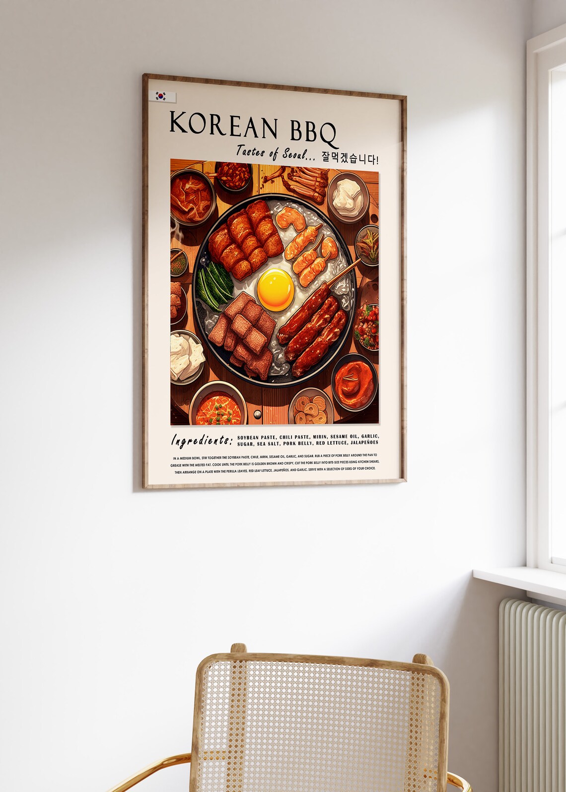Korean BBQ Seoul Sizzling Grill Vintage Food Art Kitchen Decor Poster - Image 3