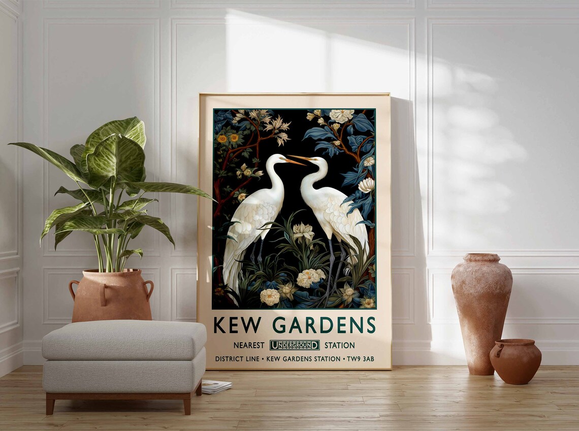 William Morris Heron Print, Vintage Floral Poster - Image 3