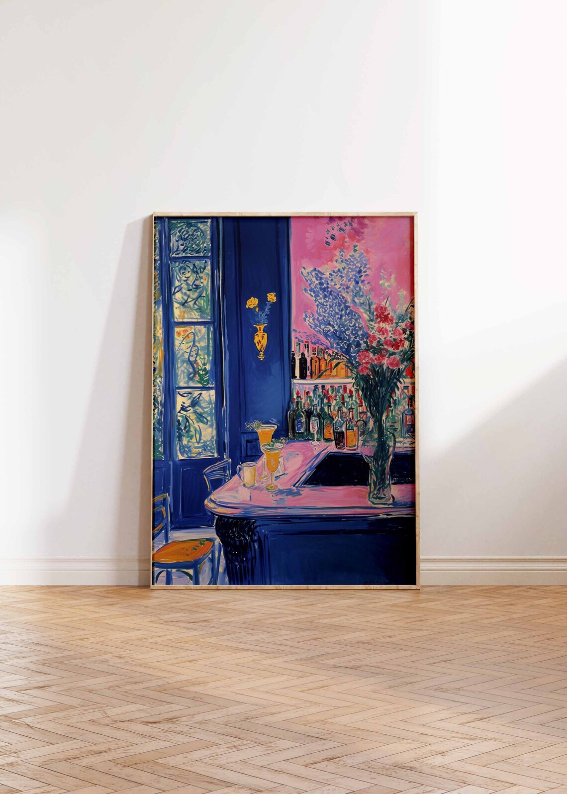 Colorful Fauvist Cocktail Bar Blue Pink Parisian Bar Scene Poster - Image 2