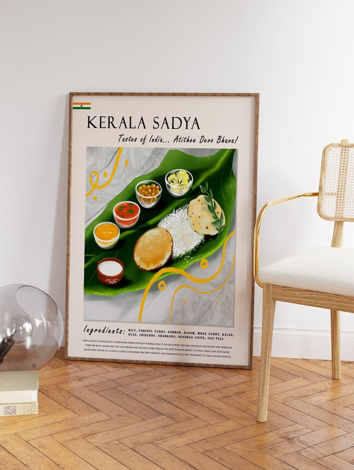 Kerala Sadya Food Poster, Indian Cuisine Art Print - Image 3