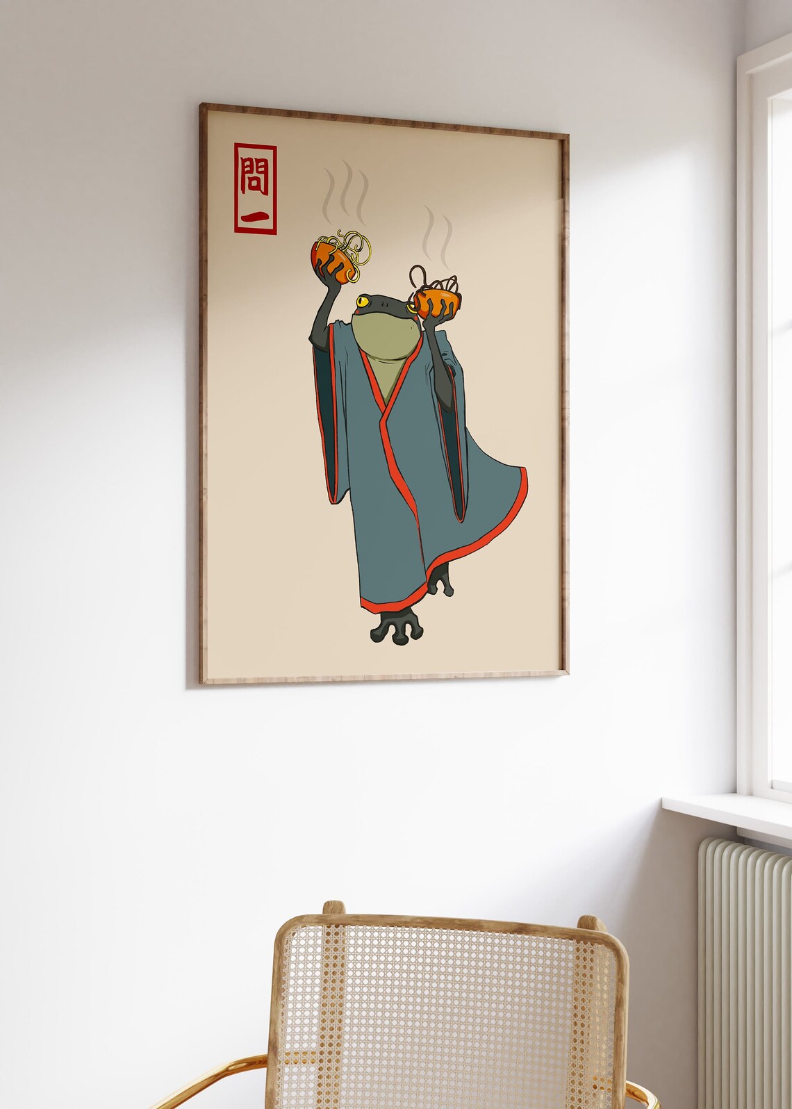 Vintage Japanese Frog Kimono Ramen Bowls Funny Animal Art Poster - Image 2