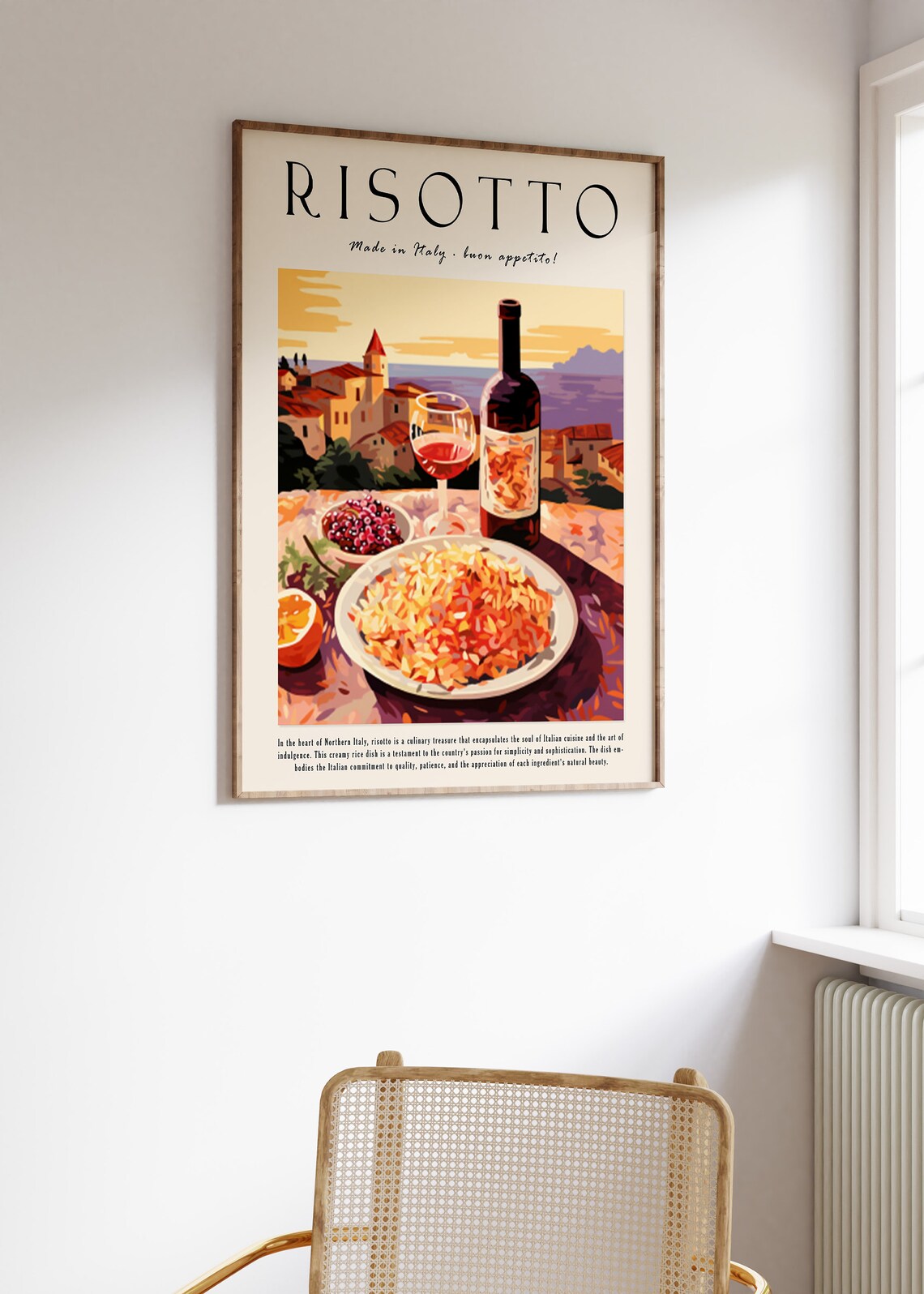 Risotto Made in Italy Coastal Village Vintage Food Art Poster - Image 3
