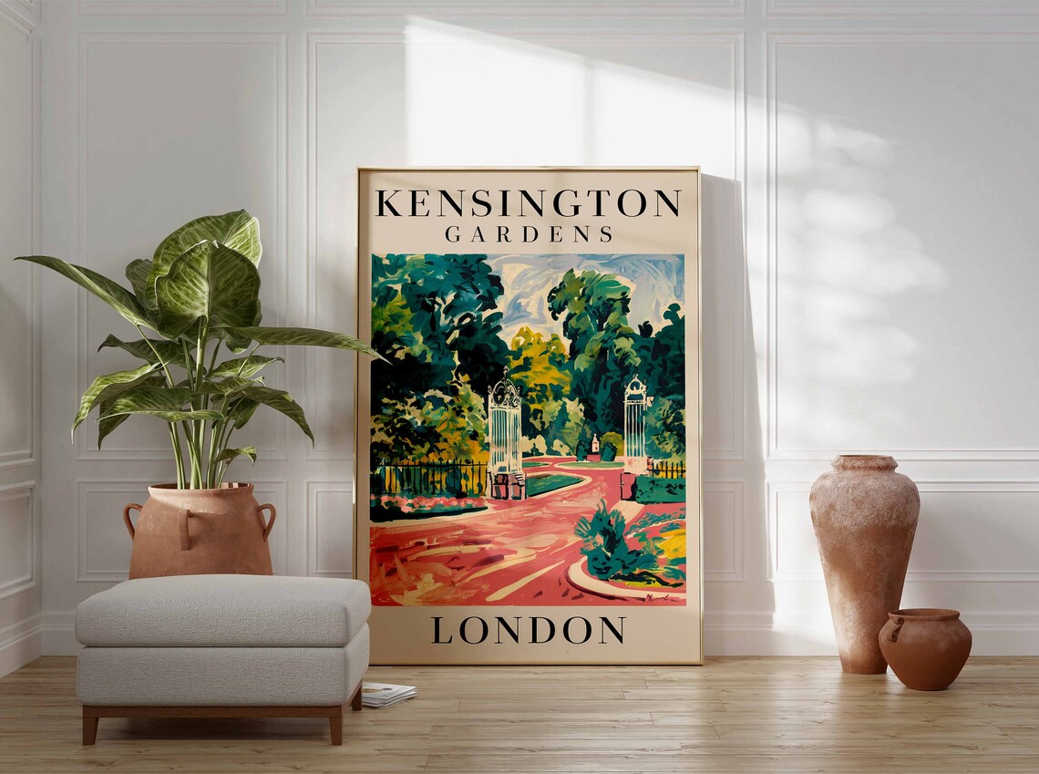 Kensington Gardens London Park Gates Painterly Travel Poster - Image 3