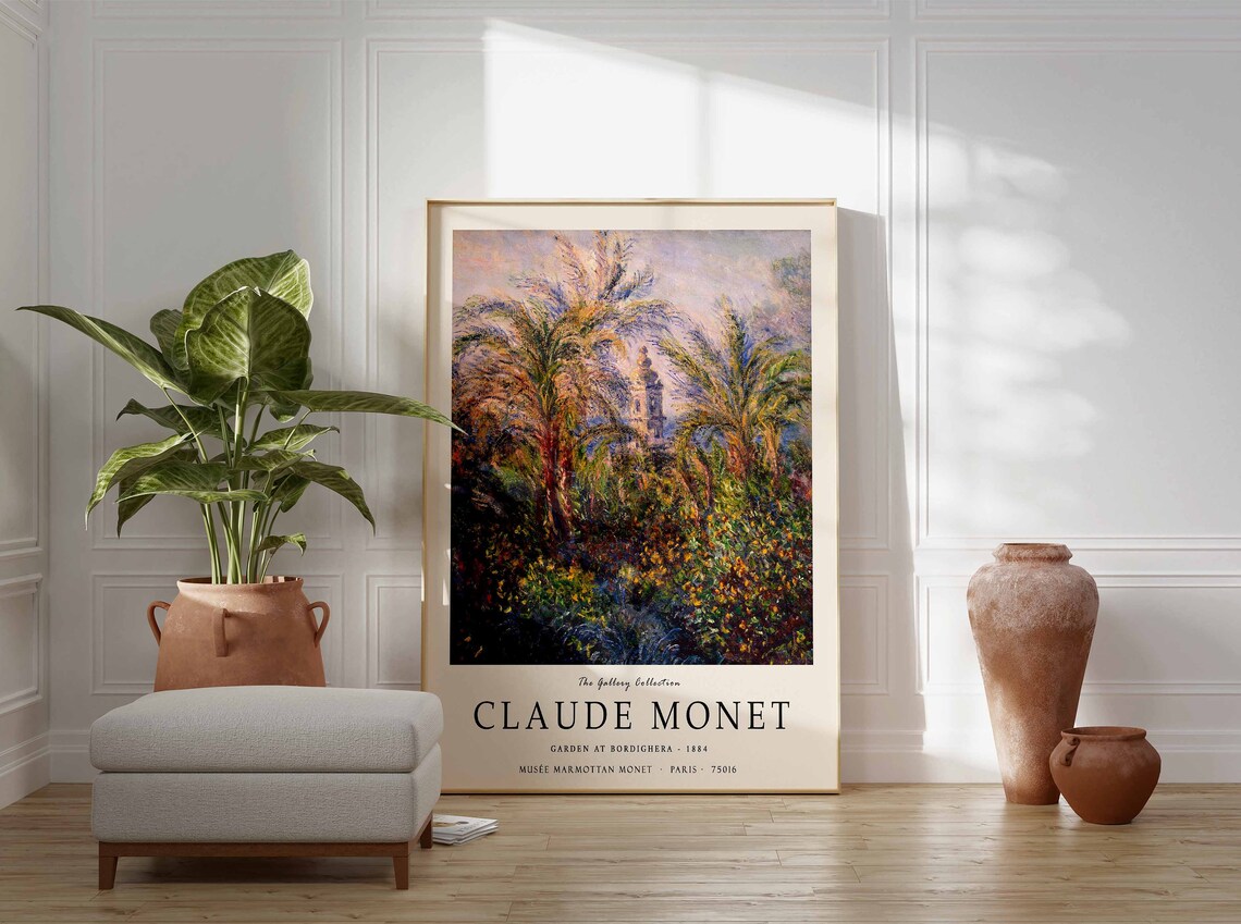 Claude Monet Garden at Bordighera 1884 Lush Palm Oasis Art Print - Image 2
