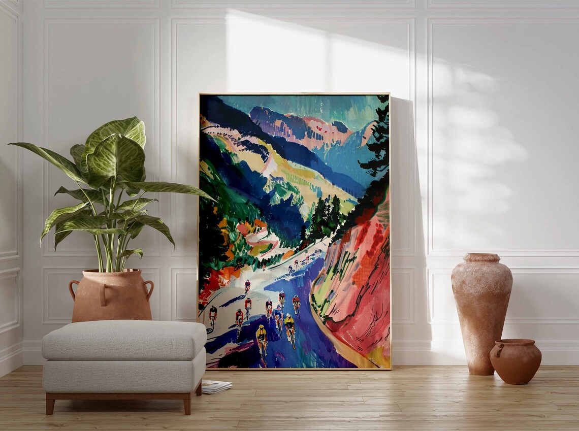 Cyclists Mountain Race Colorful Peloton Road Cycling Sports Poster - Image 3