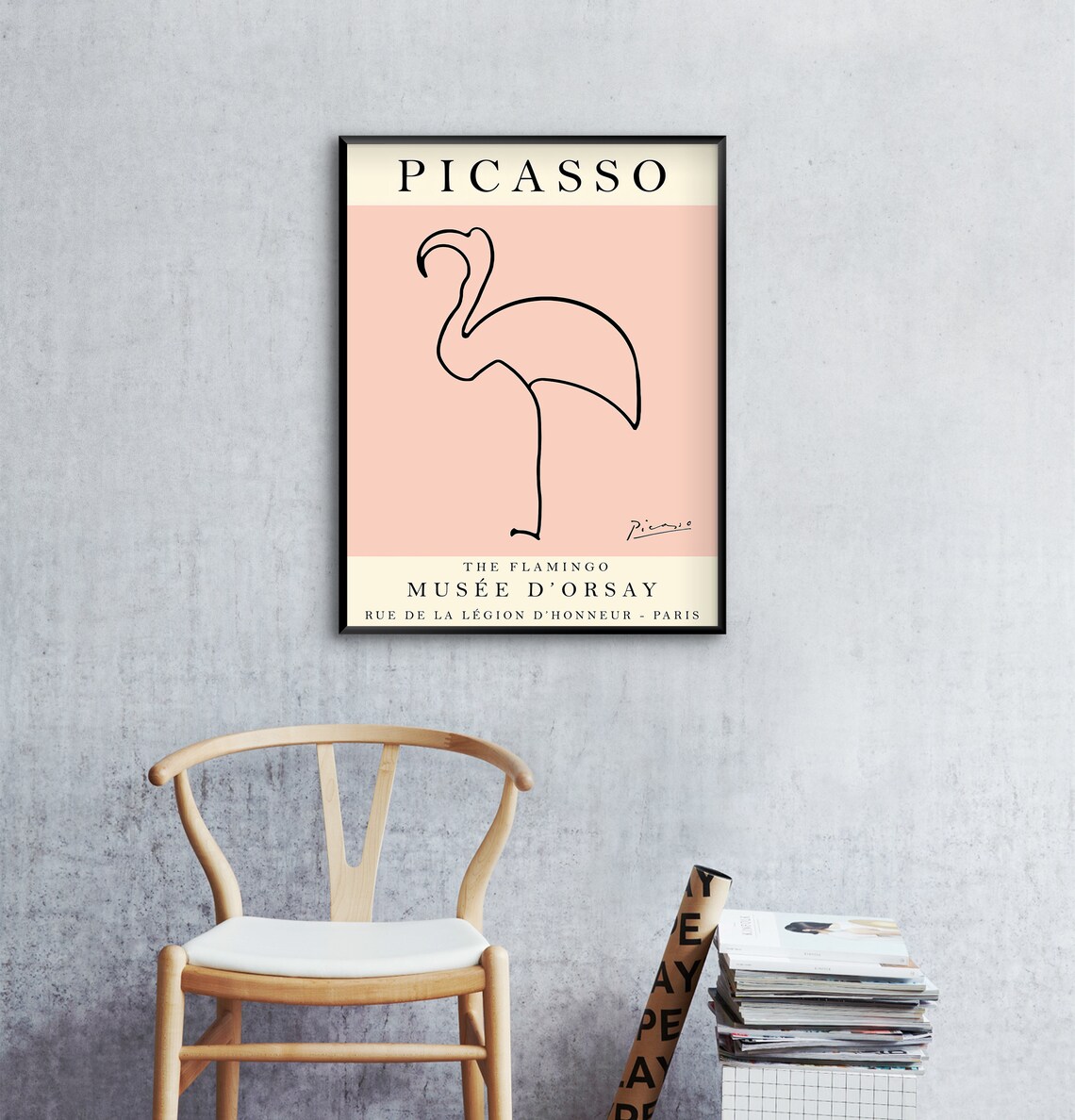 Picasso Flamingo Vintage Minimalist Line Drawing Print - Image 2
