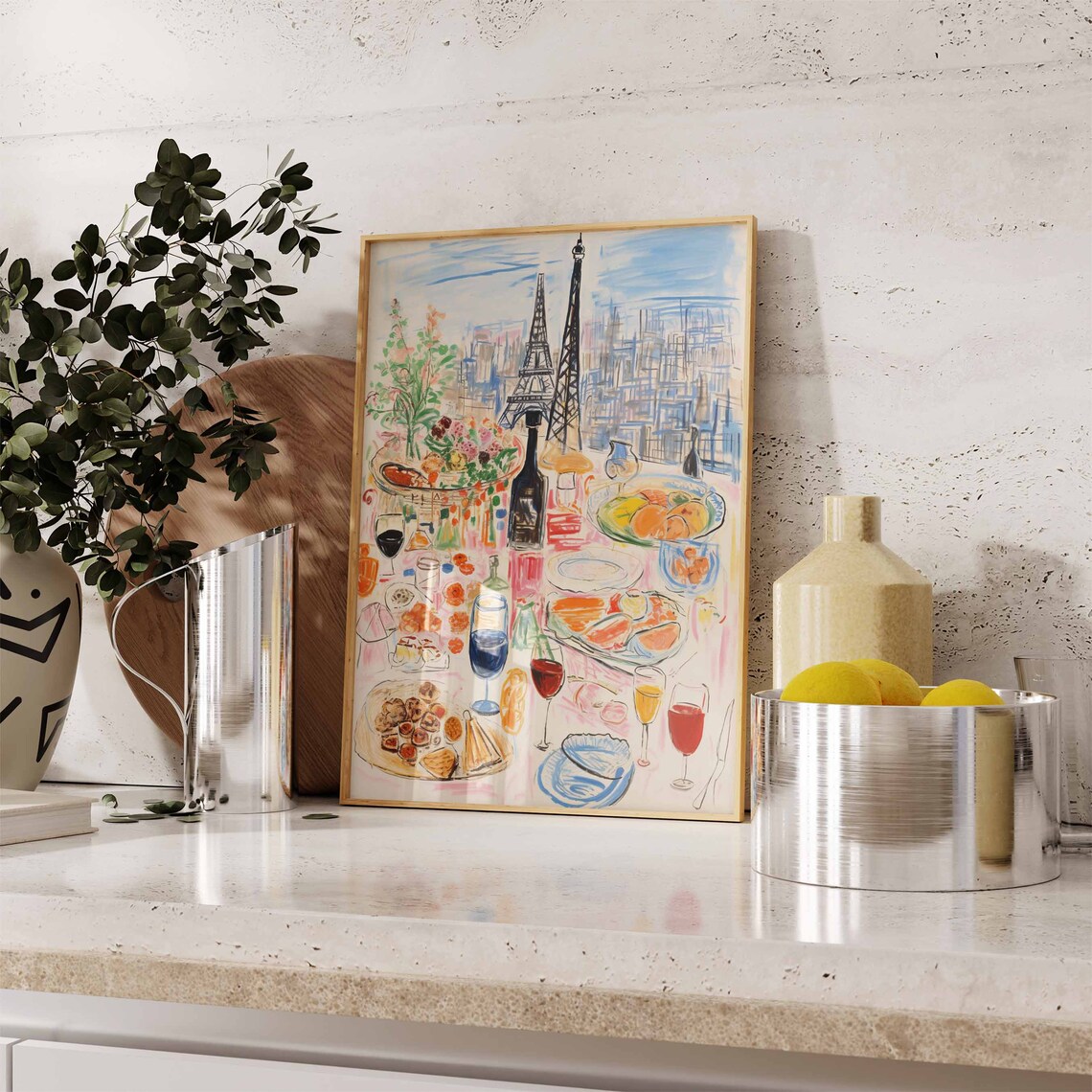 Parisien Dinner Party Food Print, Vintage Kitchen Poster - Image 2