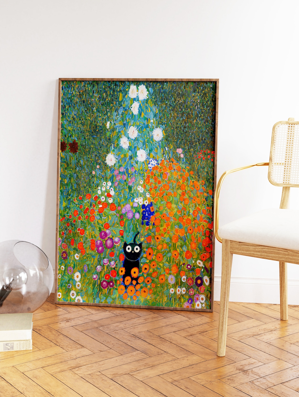 Klimt-Inspired Cat in Bauerngarten Art Print - Image 3