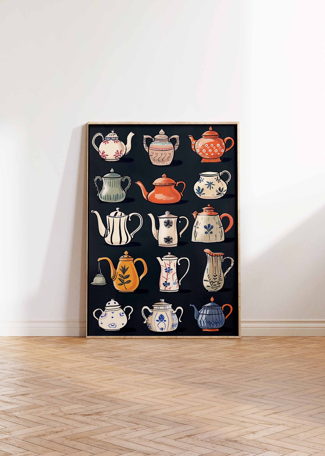 Vintage Teapot Art Print, Retro Kitchen Decor - Image 3